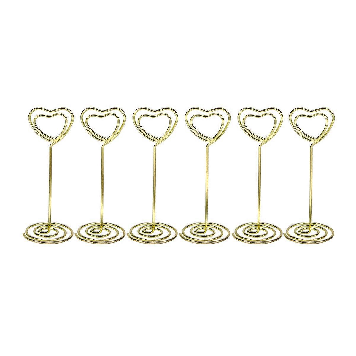 Table Number Holders Heart Shape Clips Gold for Party Use 6Pcs