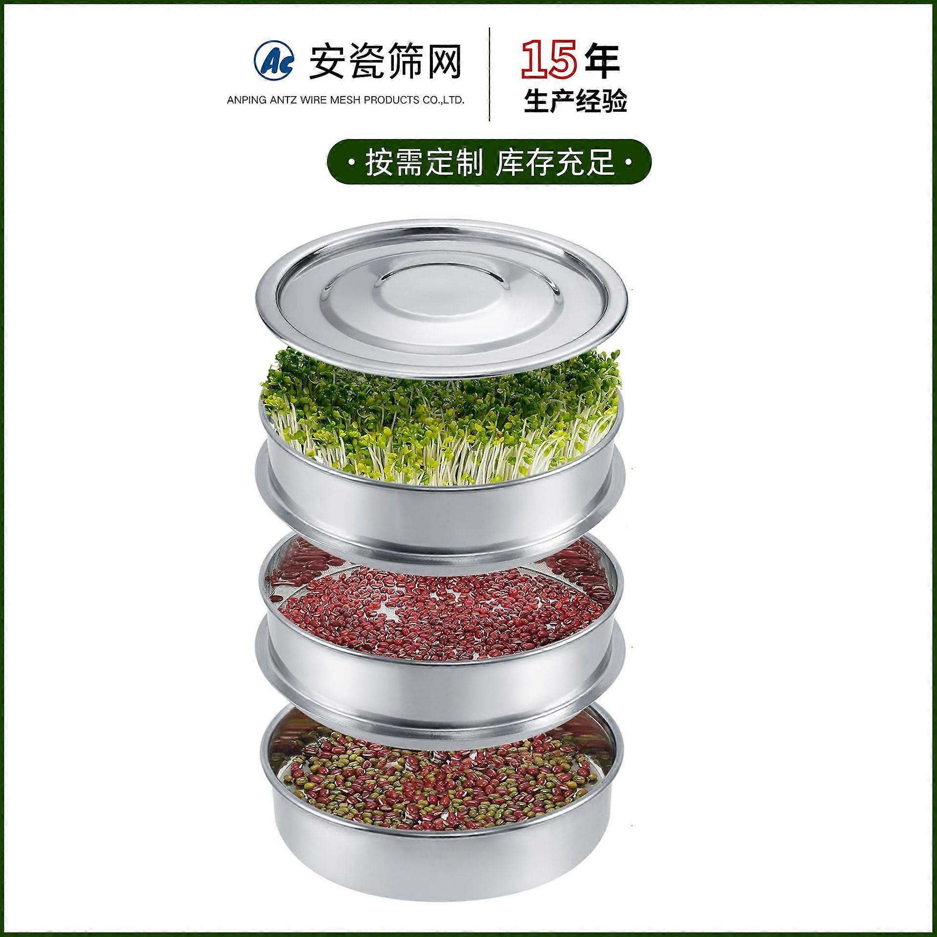 20cm Sprouting Kit Stainless Steel 3Tier Stackable Mesh Germination Tray for Bean Sprouts Growing