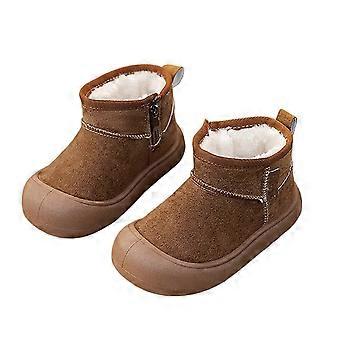 Kinderwinterlaarzen van suède met zachte voering, effen kleur, ronde neus, antislip en ritssluiting, comfortabele schoenen voor peuters en kinderen.