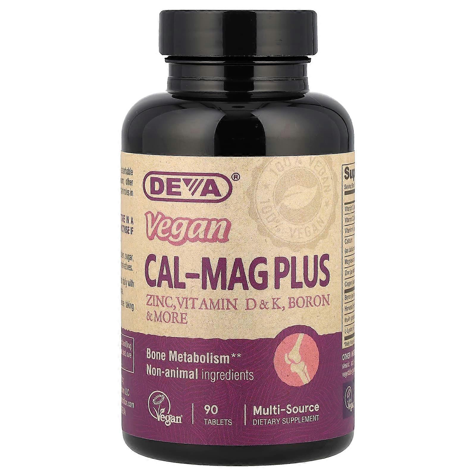 Deva, Premium Vegan Cal-Mag Plus, 90 Tablets