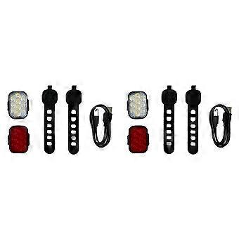 Lot de 2 éclairages avant et arrière pour vélo, chargement USB, pour casque de montagne, vélo de route, phare et feu arrière