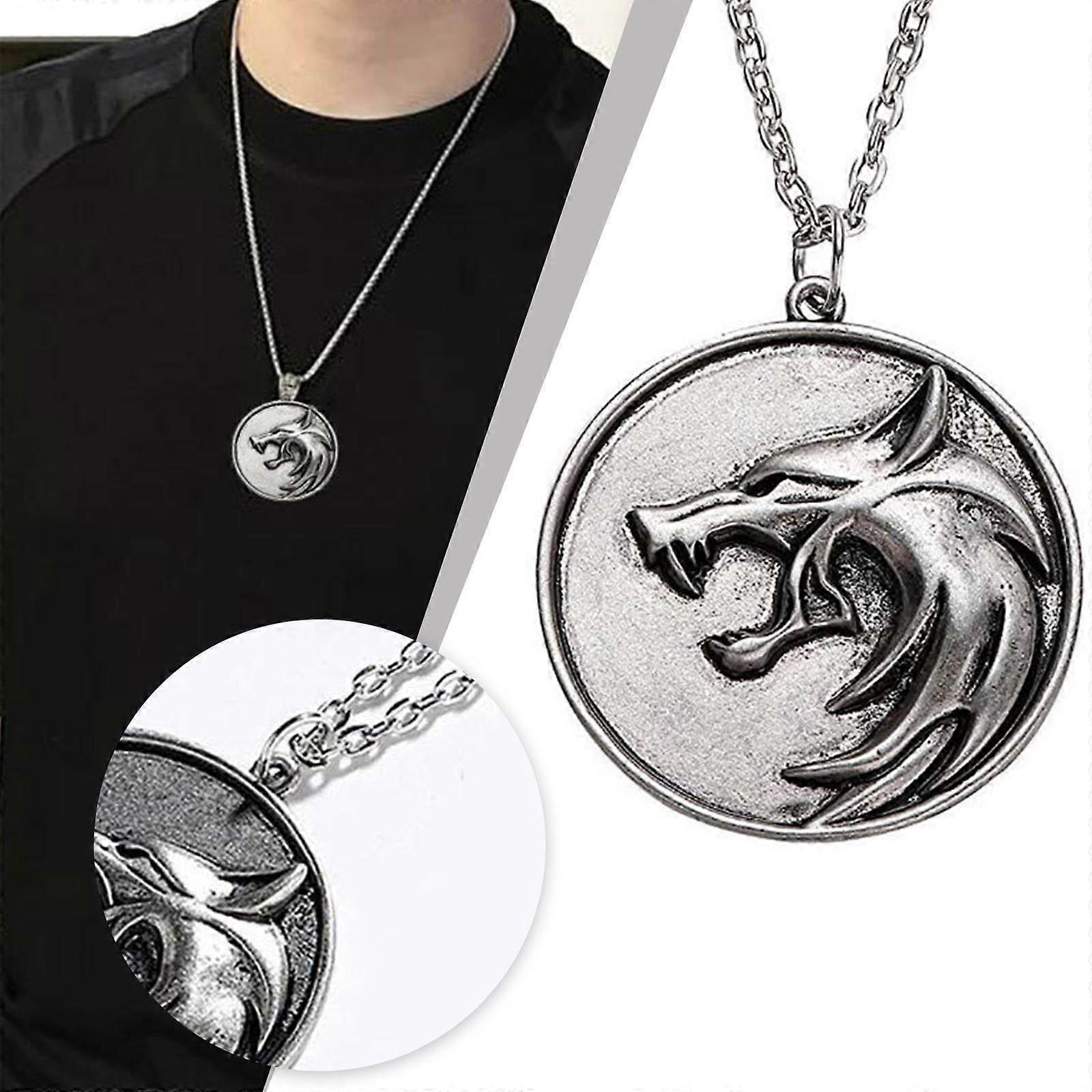 Necklaces For Women Pendant Necklace Male Witcher Wolf Head Totems Exaggerated Tag Accessories Birthday Gifts For Women