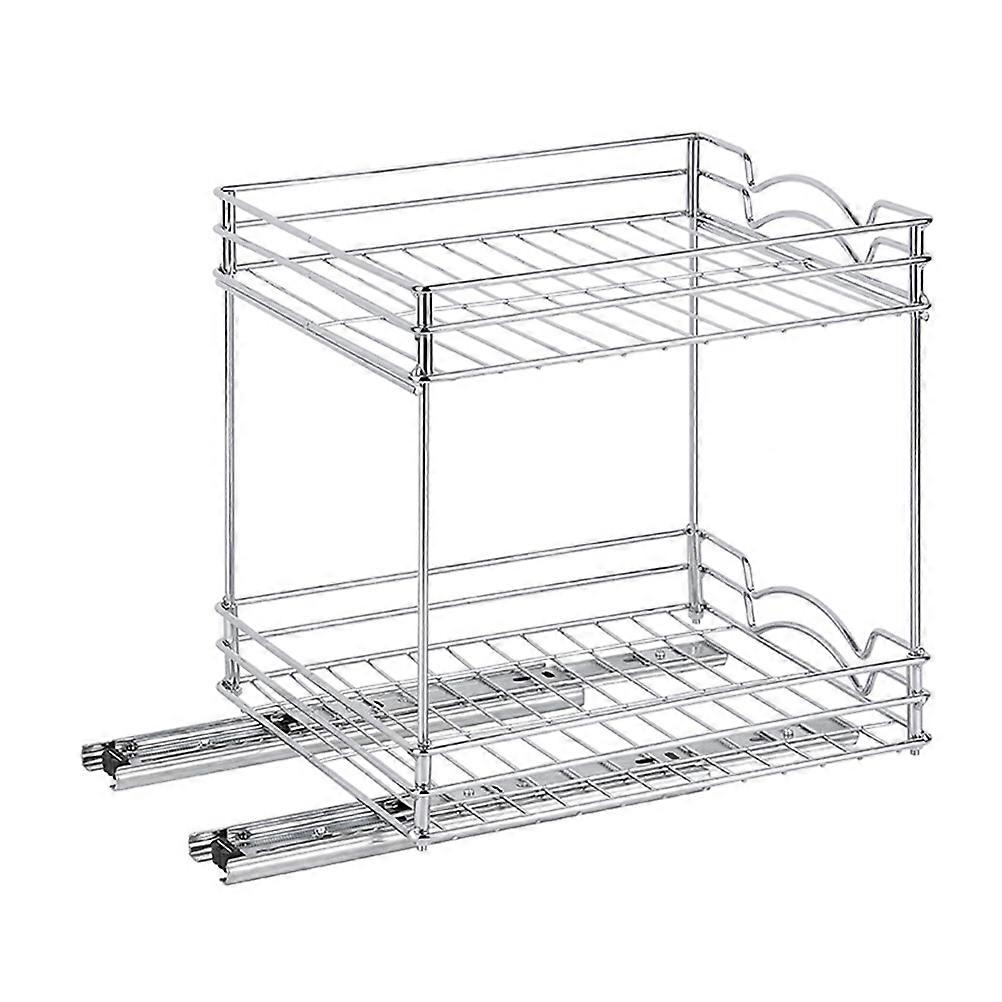 Spice Rack Kitchen Double Layer Vertical Storage Organizer Silver 1 Set Space Saving Design