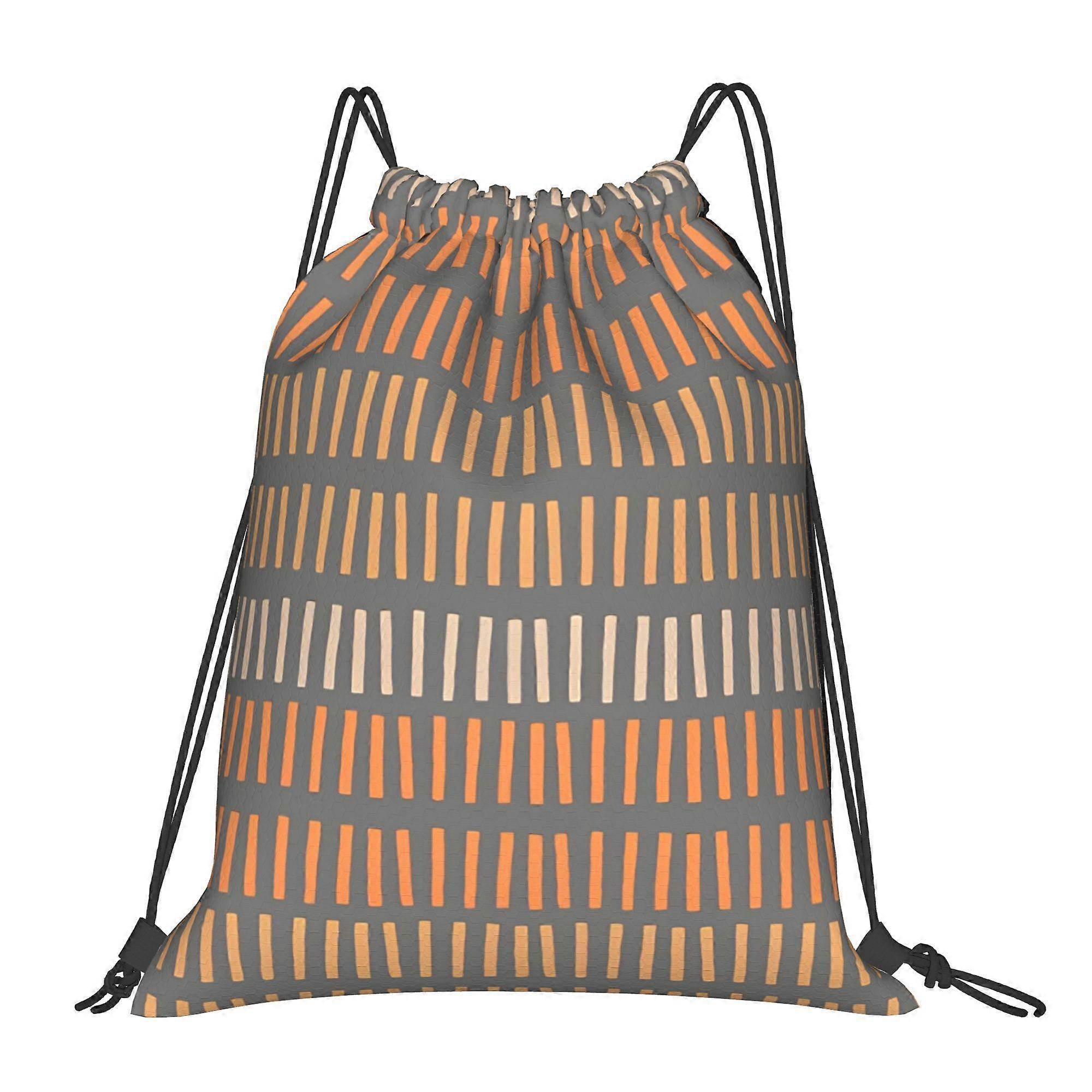 1pc Earth Tones Pastel Stripes Pattern Drawstring Backpack-Cqazw
