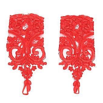 Gants en dentelle sans doigts (1 paire) - Finitions délicates - Gants de mariée à volants - Idéaux pour les occasions spéciales et les événements de danse - Élégant modèle rouge
