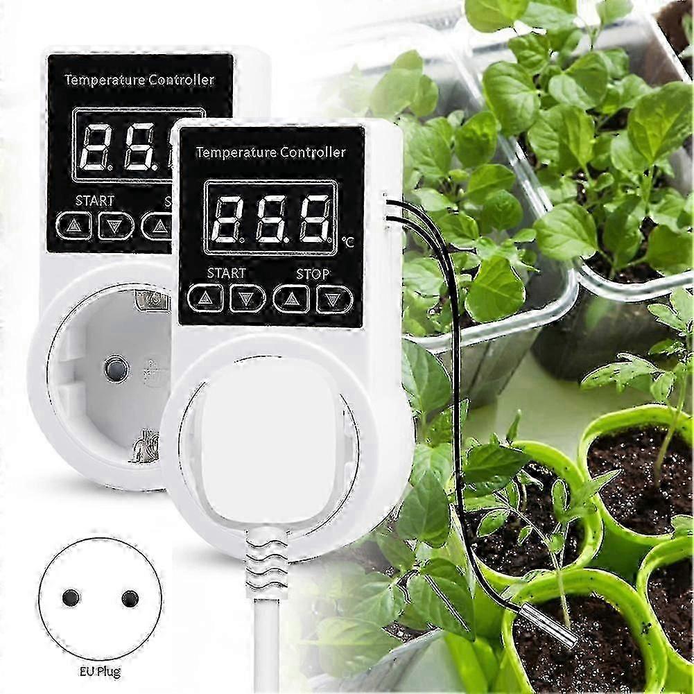1pcs Thermostat Socket With Sensor, Digital Temperature Controller Socket, Waterproof Temperature Switch Eu Plug