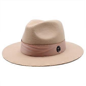 100% Wolle Frauen Floppy Ribbon Fedoras Jazz Cap Herbst Winter Neue Einfarbige Breite Krempe Weicher Filzhut