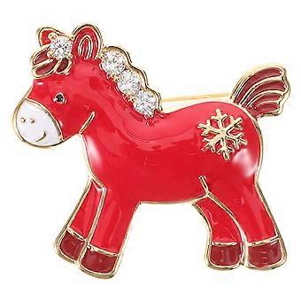 Broche de caballo chino: Pin de solapa del año 2026 - Mini insignia de animal del zodíaco - Joya con diamantes de imitación para Navidad, Festival de Primavera y accesorios de vestuario