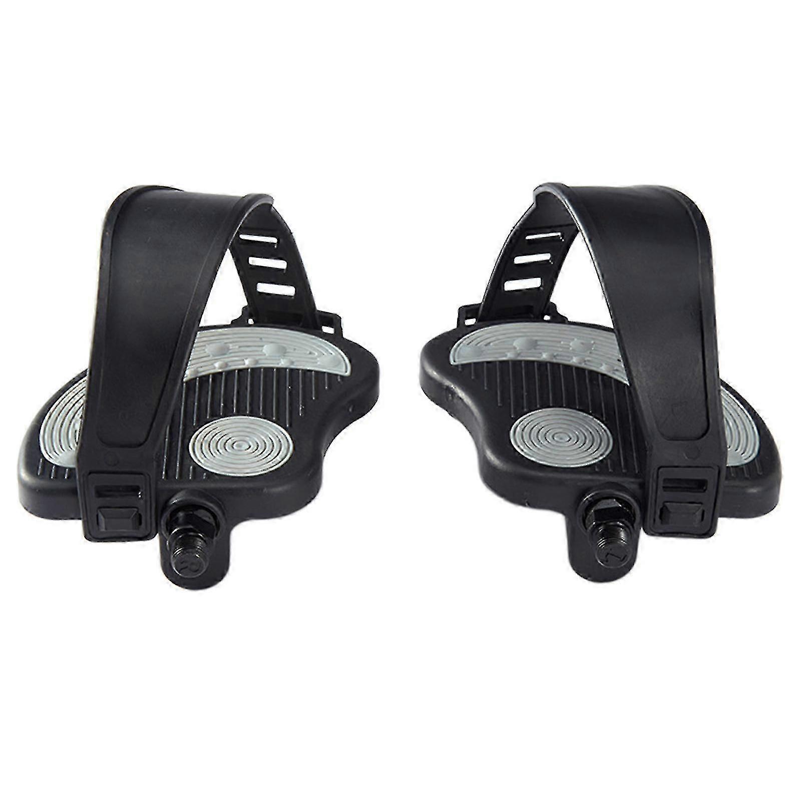 Cycling Pedals with Reinforced Straps compatible withExercise Bikes - 1 Pair