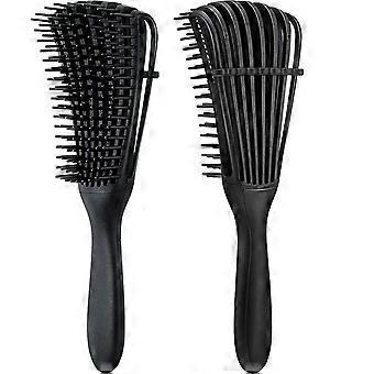 2 Pieces Detangling Brush for Afro America/ African Hair Textured 3a to 4c Kinky Wavy/ Curly/ Coily/ Wet/ Dry/ Oil/ Thick/ Long Hair, Knots Detangler 