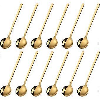 12 Pieces Mini Gold Spoons Stainless Steel Espresso Spoons, 5.24 Inch