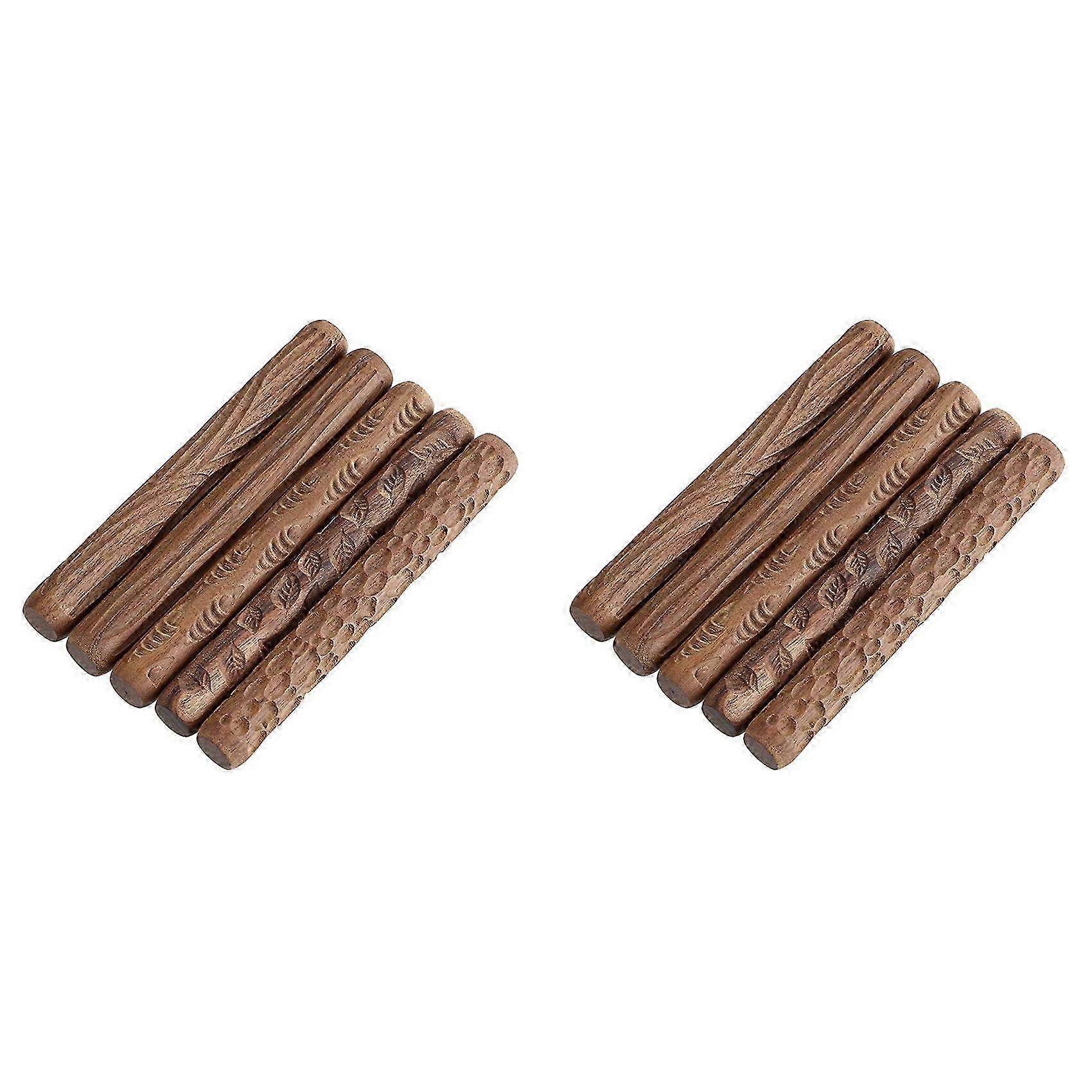 10 Pcs Pottery Tools Wood Hand Rollers,for Clay Stamp Pattern/Roller Pattern,Ceramic Tools,Arcilla Polimerica Dab Tool
