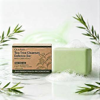 100g Tea Tree Oil Soap Bar with Shea Butter for Face Body Hand Deep Cleaning, Men Women Clear Healthy Skin Soothes Fresh Skin
