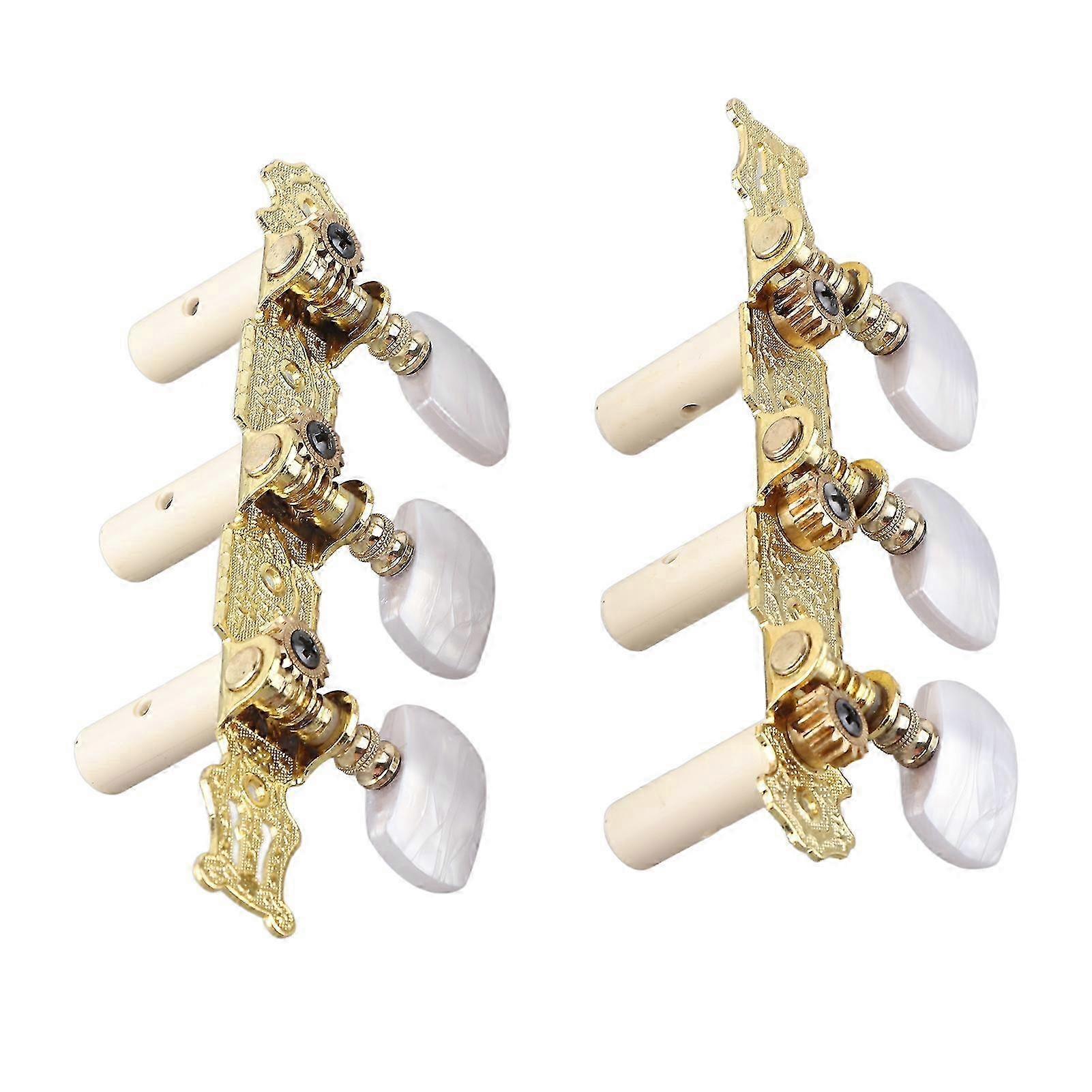 2Pcs Classical Guitar String Machine Heads Tuning Pegs Keys Tuners Set White Button A-B