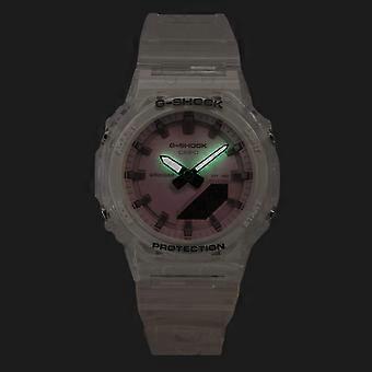 Casio G-Shock Analog Digital Transparent Resin Strap Pink Dial Quarz GMA-P2100SR-7A 200M Damenuhr