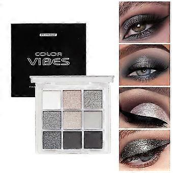 9 Colors Eyeshadow Palette , High Pigmented Blendable Matte & Glitter Shimmer Finishes, 24-Hour Long Lasting Eye Makeup for Christmas & Music Festival