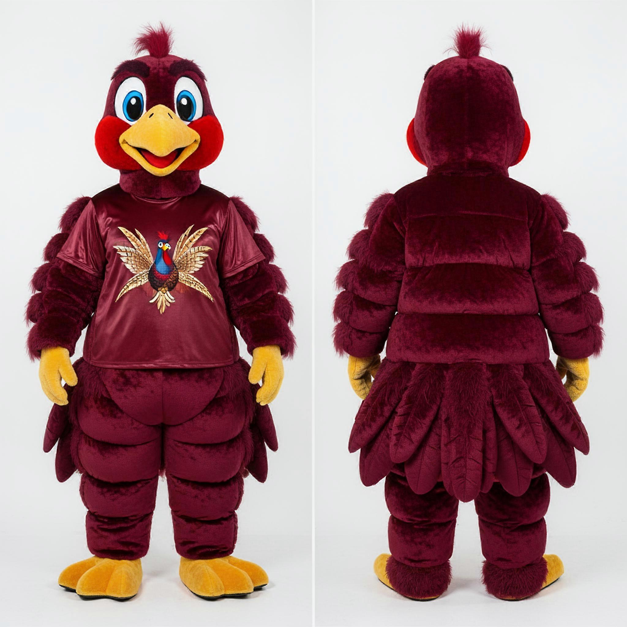 MASTICOT Maroon Feathered Pheasant Mascot