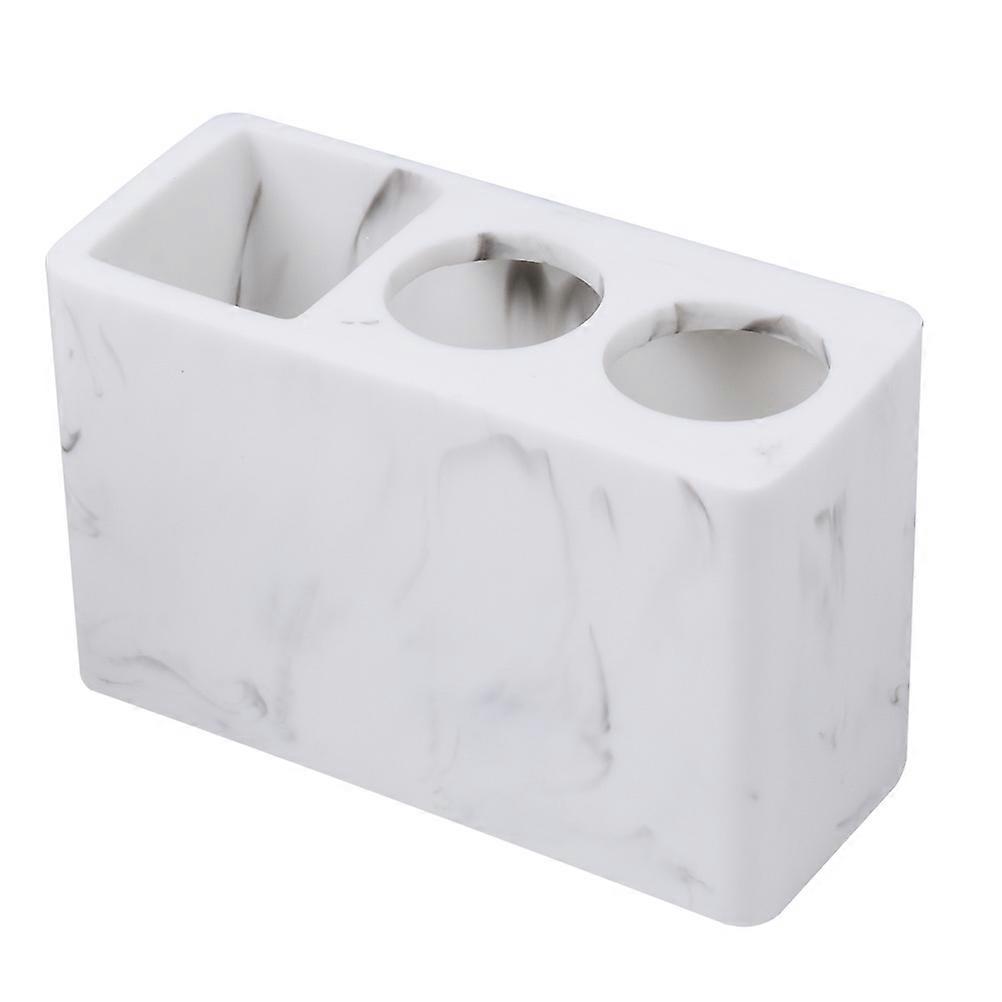 White Resin Toothbrush Holder Stand for Bathroom Toothpaste