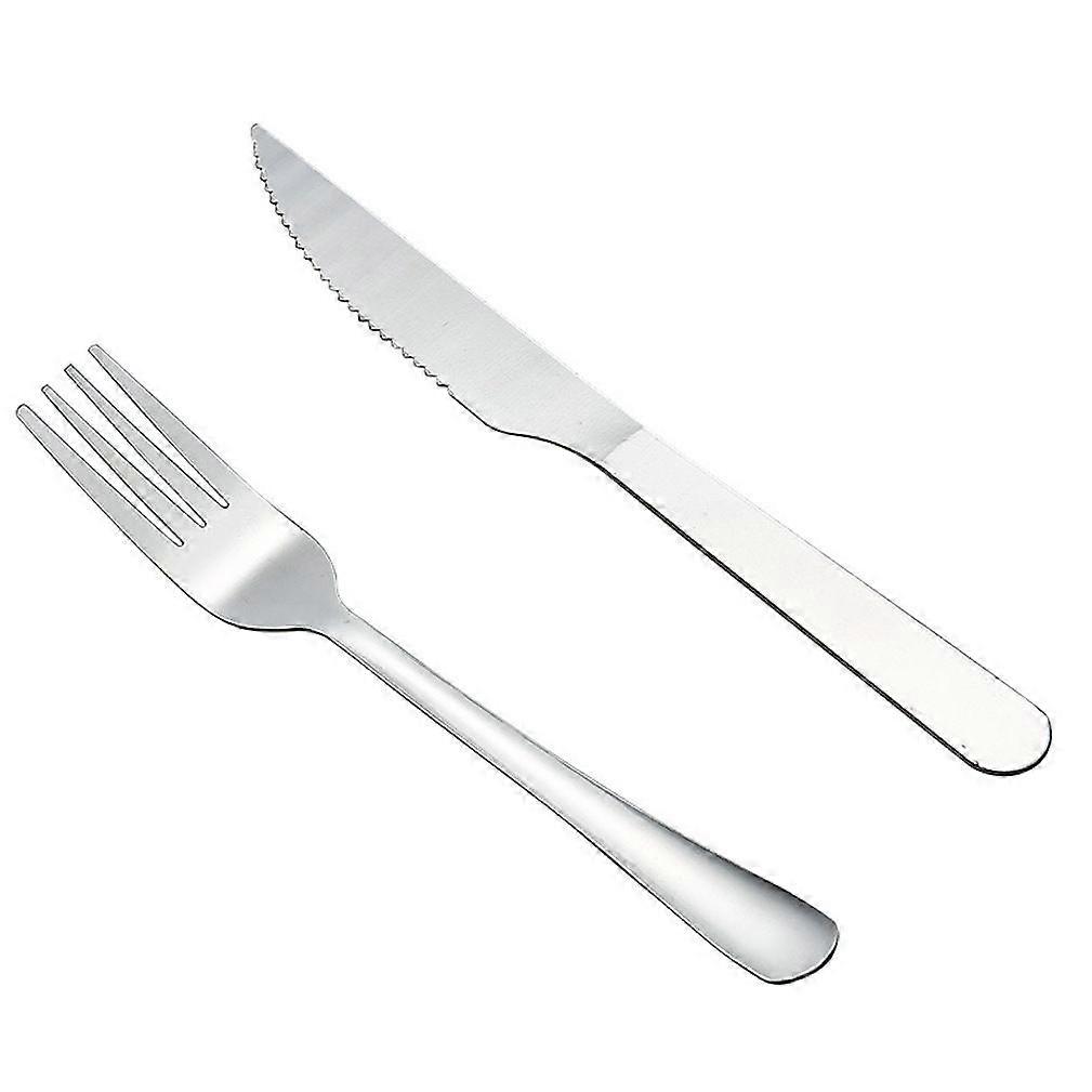 2pcs Cutlery Set Tableware Tableware Fork Knife Stainless Steel Silver
