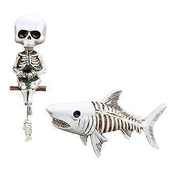 Skeleton Fish Tank Decoration Mini Skull Skeletons Scenery Halloween Party Prop