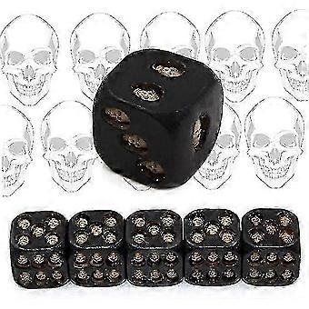 Skull Dice Grinning Skull Deluxe Devil Poker Dice Gothic Gambling Dice Tower With Death compatible with Halloween Party Black 5pcs
