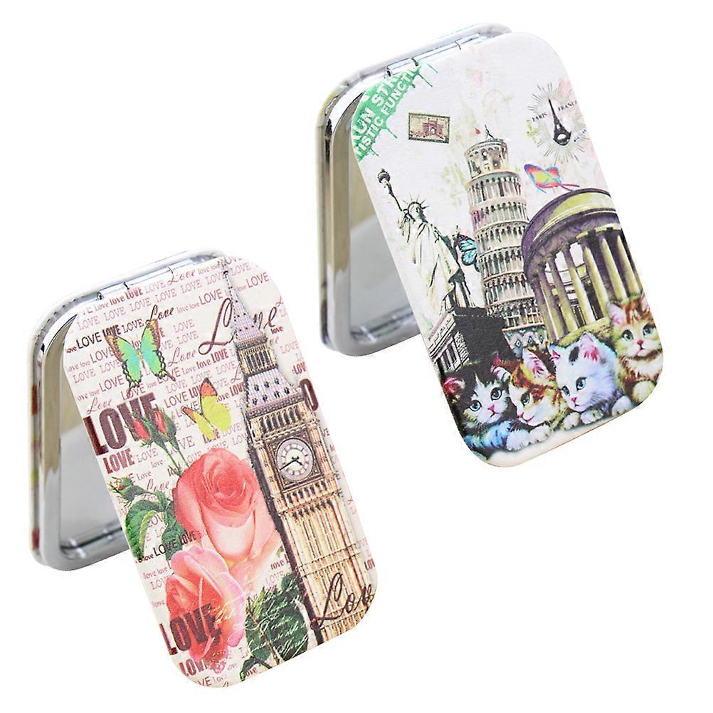 Portable Rectangular Cosmetic Mirror for Makeup Use 2Pcs Pocket Foldable Mirror
