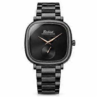 Binbond Women's Watch Black Steel Black Dial Rose Gold Hands Waterproof Stainless Steel Quartz JY