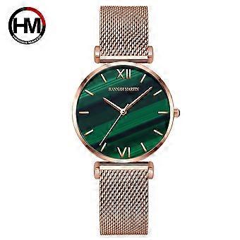 Hannah Martin Watches klassisk dameklokke minimalistisk simplicity retro grønn med rustfritt stålrem dameklokker