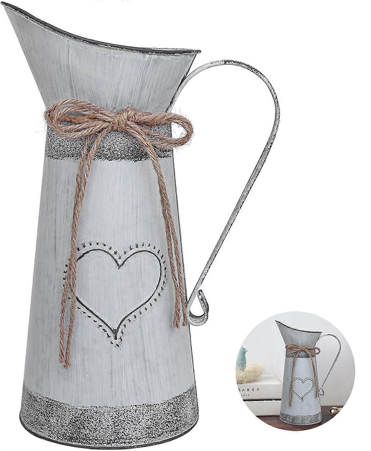 Vintage Galvanized Pitcher Rustic Decor