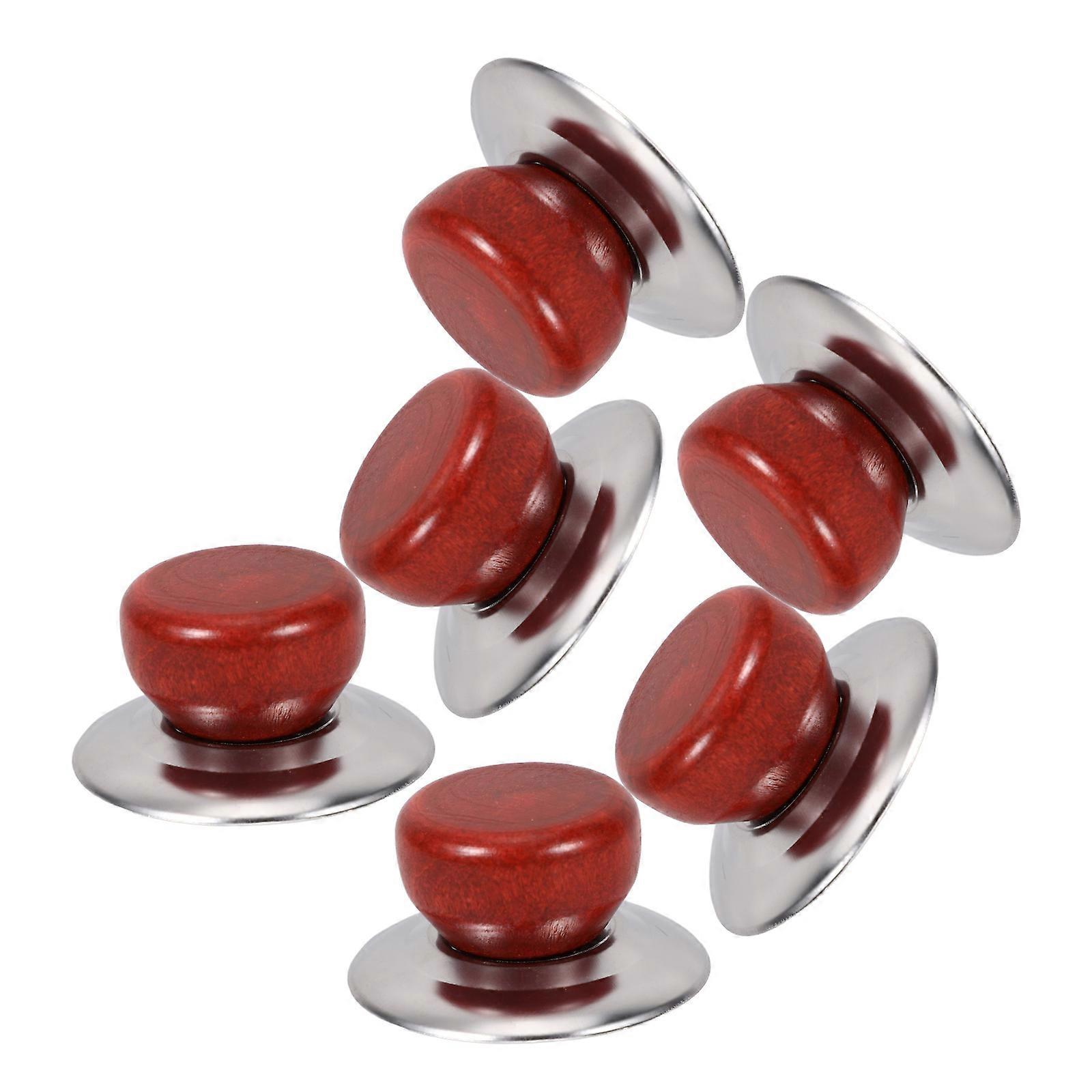 Cookware Pot Lid Knobs Universal Lid Handles 6Pcs Metal Wood Kit