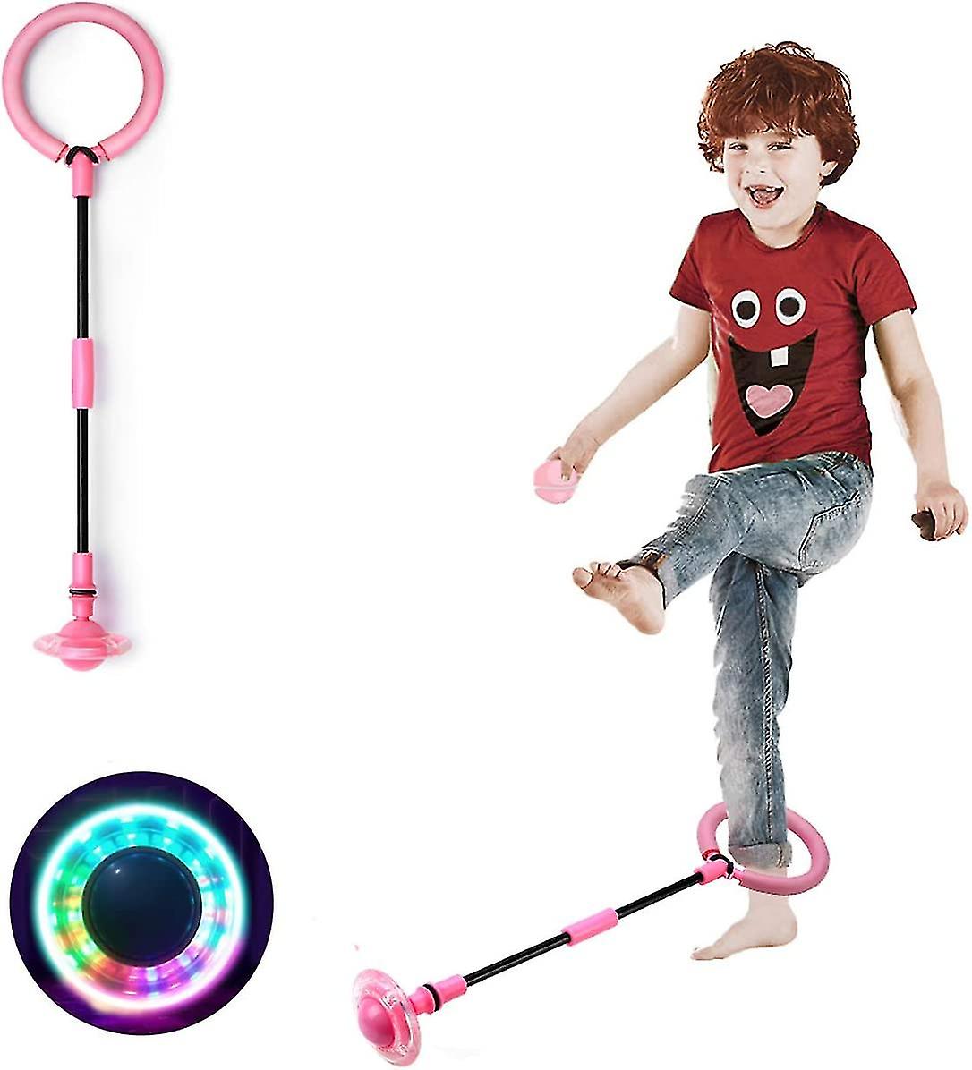 Kids Foldable Ankle Skip Ball Flash Jump Colorful Sports Swing Ball, Fitness Jump Rope Fat Burning Game For Adults And Children, Pink