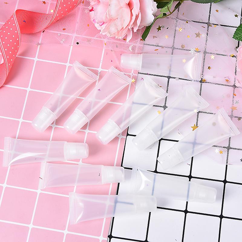 10pcs Refillable Empty Cosmetic Tube Lip Gloss Balm Clear Cosmetic Container
