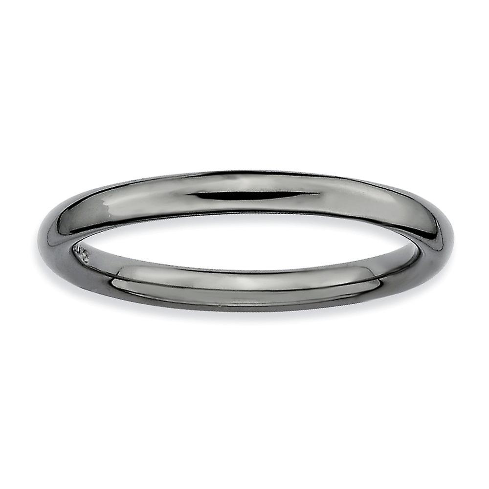 925 Sterling Silver Ruthenium plating Stackable Black Plated Polished Ring Stackable Ring for Women - Ring Size: 5 to 10