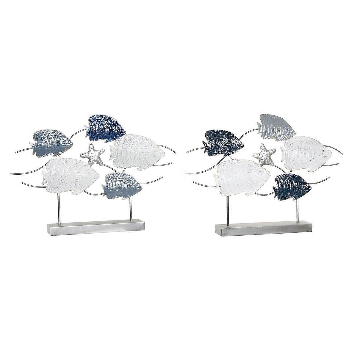 Decorative Figure DKD Home Decor 63 x 9 x 44 cm Grey Blue White Spirals (2 Units)