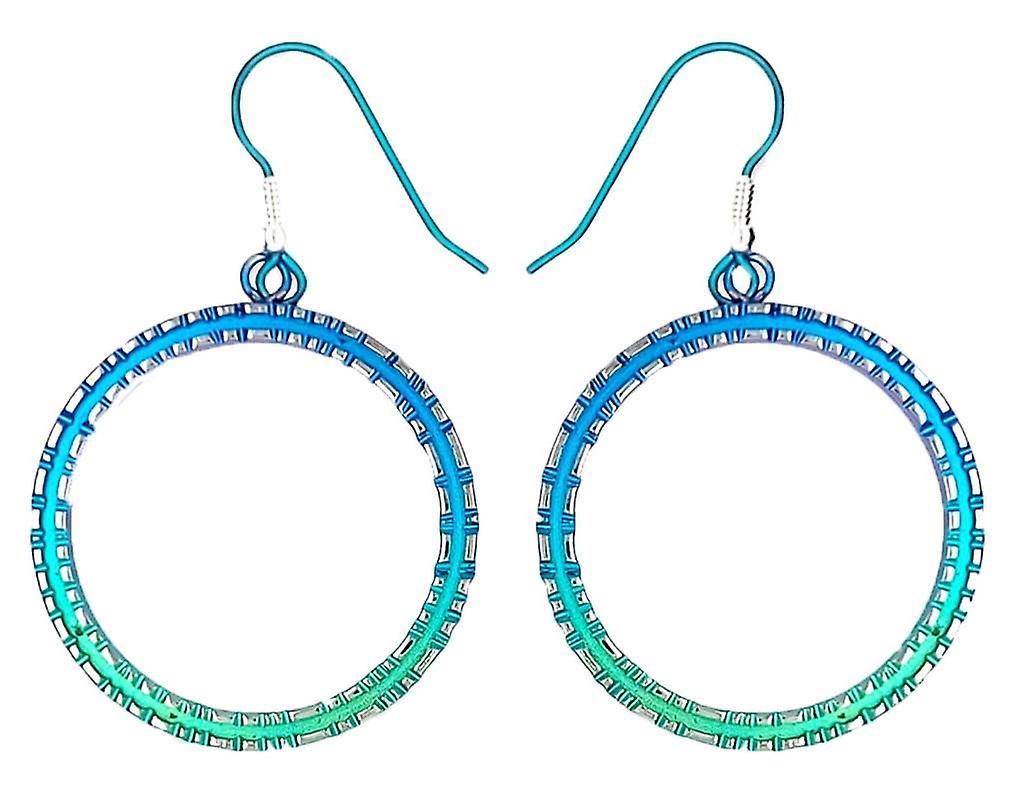 Ti2 Titanium Coastal Edge Large Drop Earrings - Green