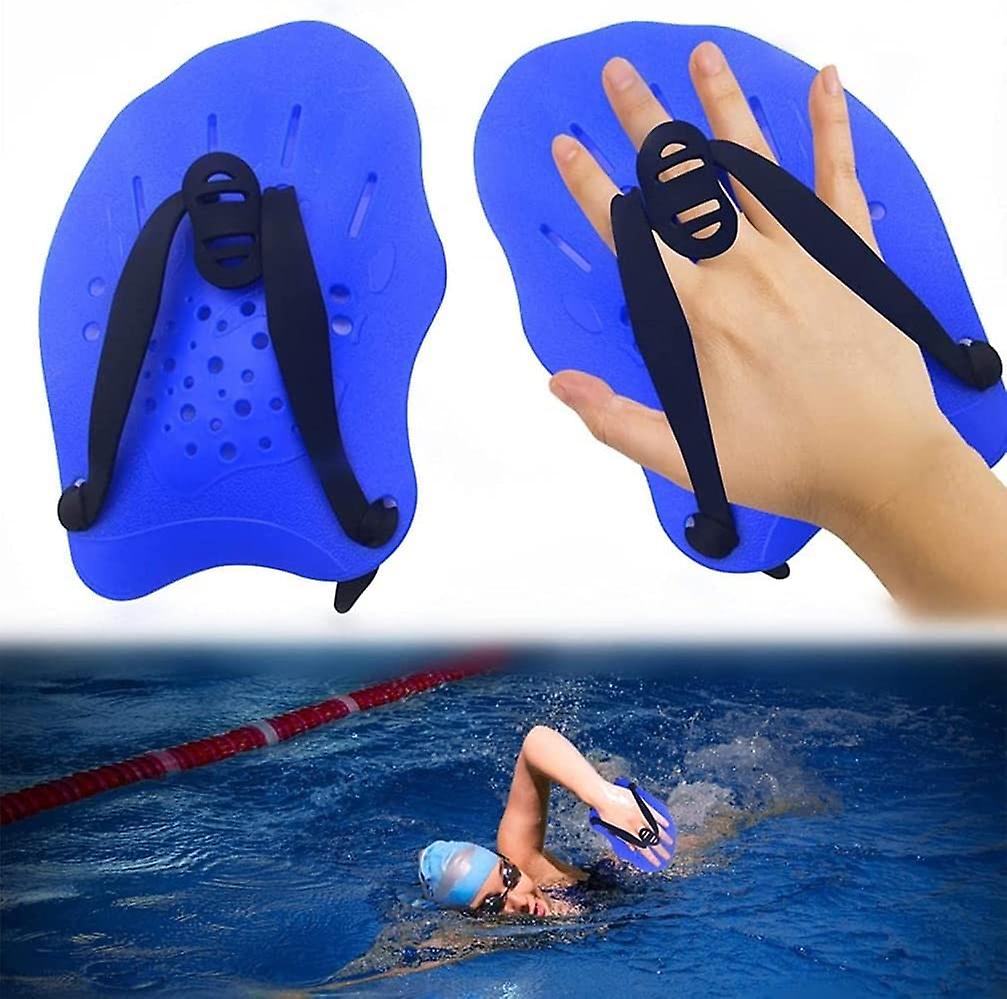 1 Pair of Swimming Paddles with Adjustable Straps - Professional Swimming Pool Training Equipment