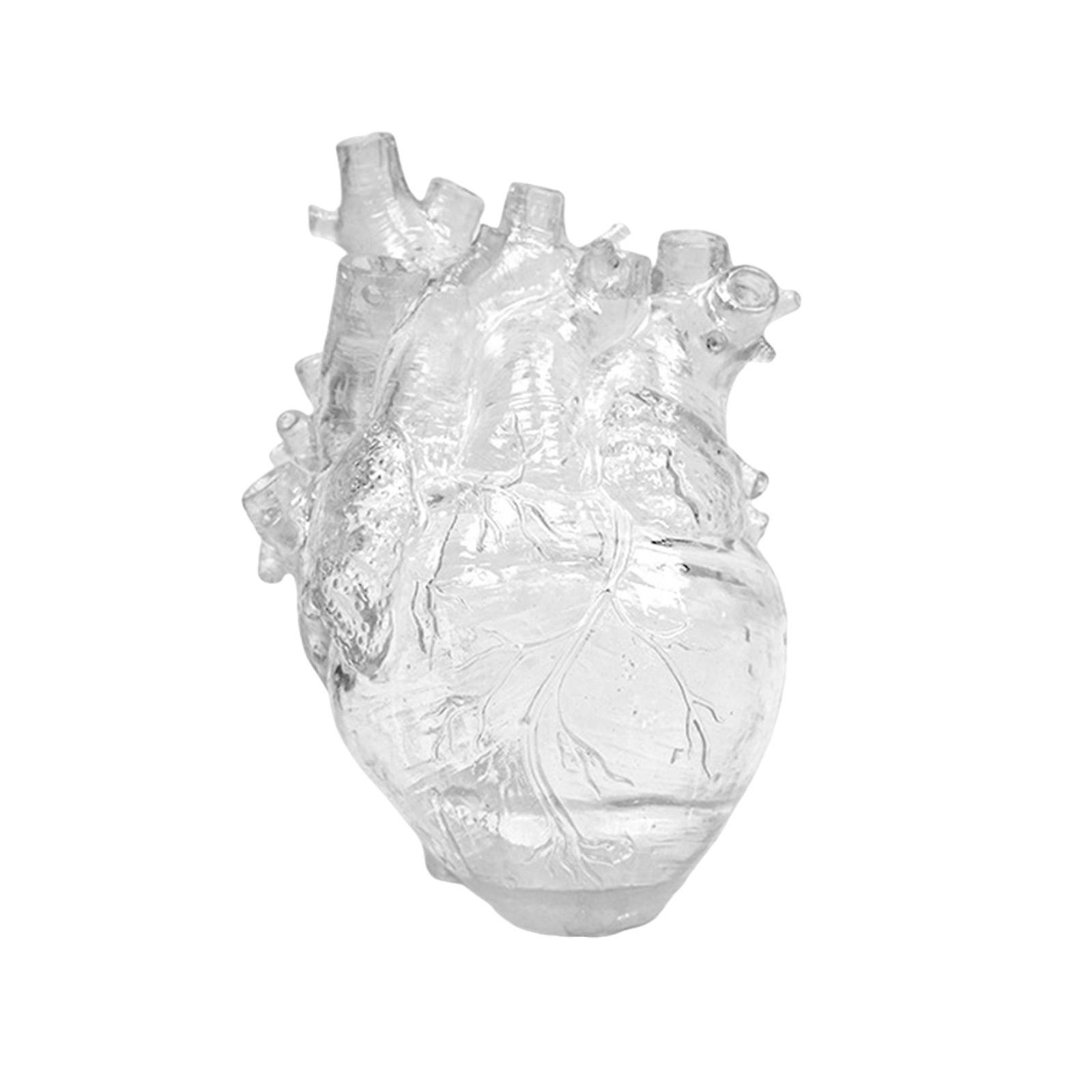 Hjerteform Vase Klar harpiks Creative Nordic Home Room Decor Unik simulering Anatomiske blomstervaser