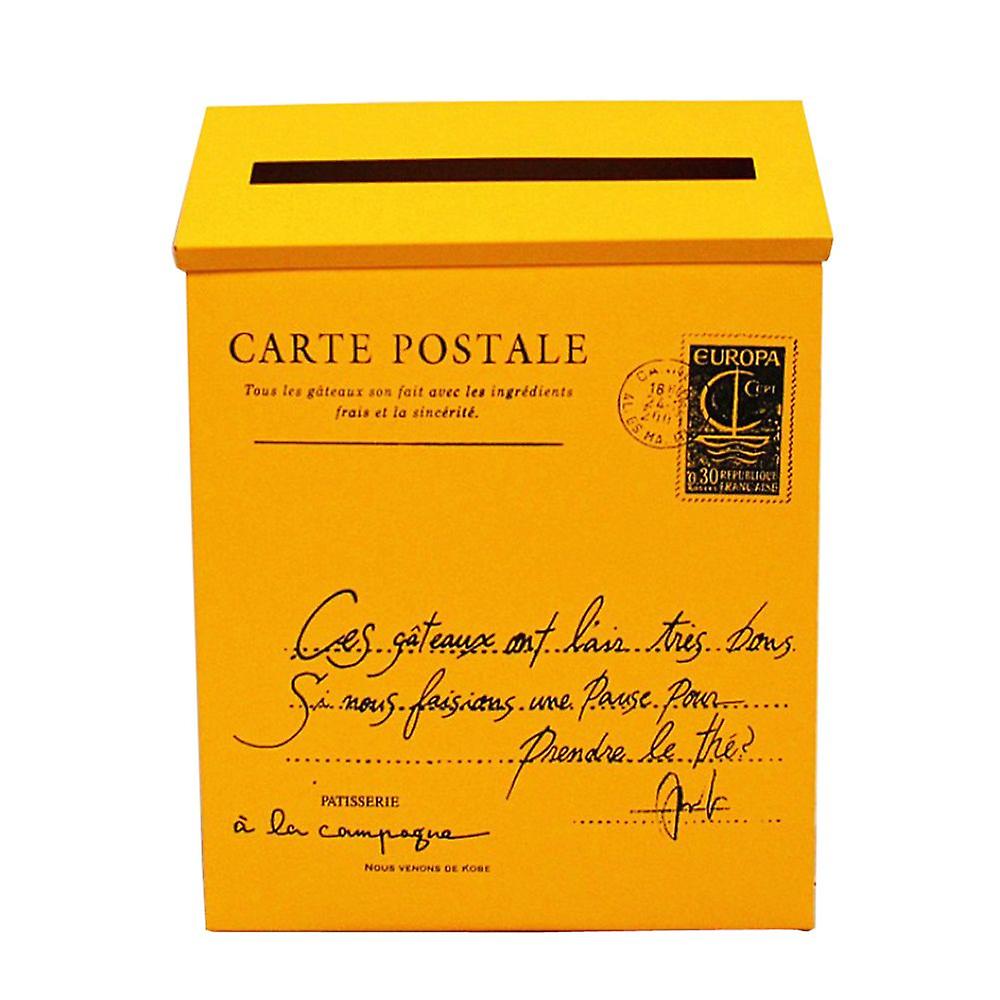 Vintage Galvanized Mailbox Mailbox Mailbox Newspaper Holder Box Yellow