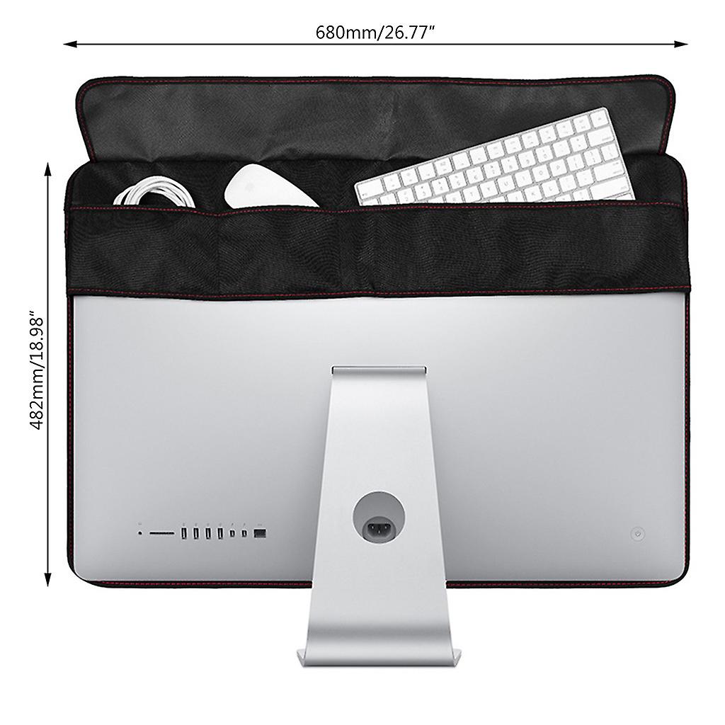 Black Dustproof Cover Waterproof PU Leather Protective for Shell with/without Pocket for Apple for iMac for Macbook 21/27 Inch Display Screen