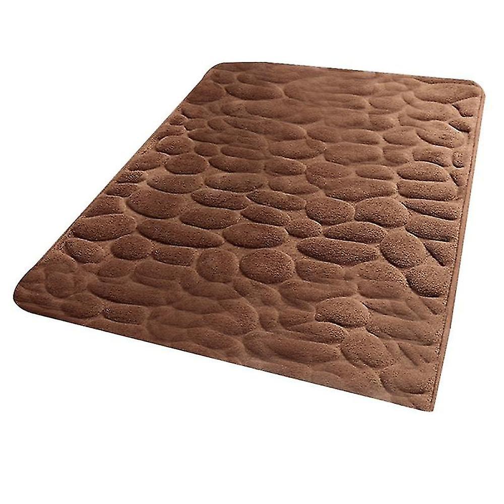 Cobblestone Embossed Bathroom Bath Mat Brown