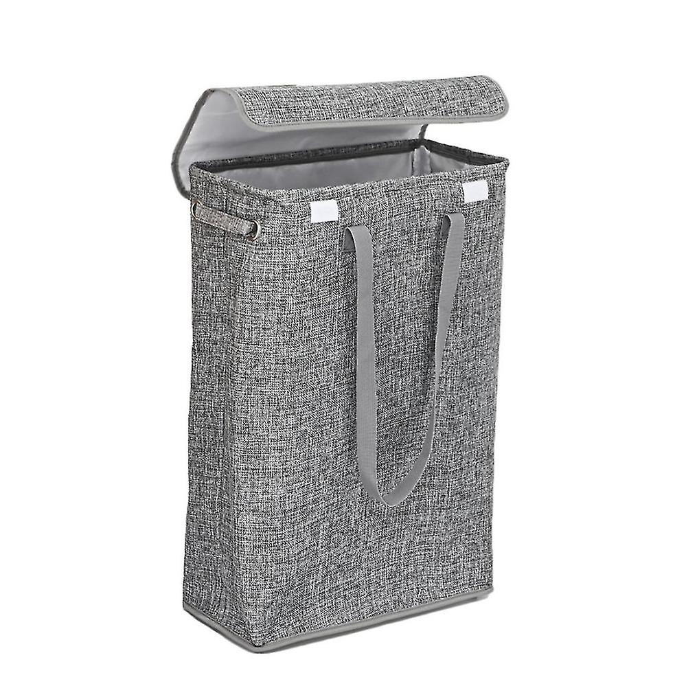 Foldable Laundry Basket Storage Basket With Lid Household Gray