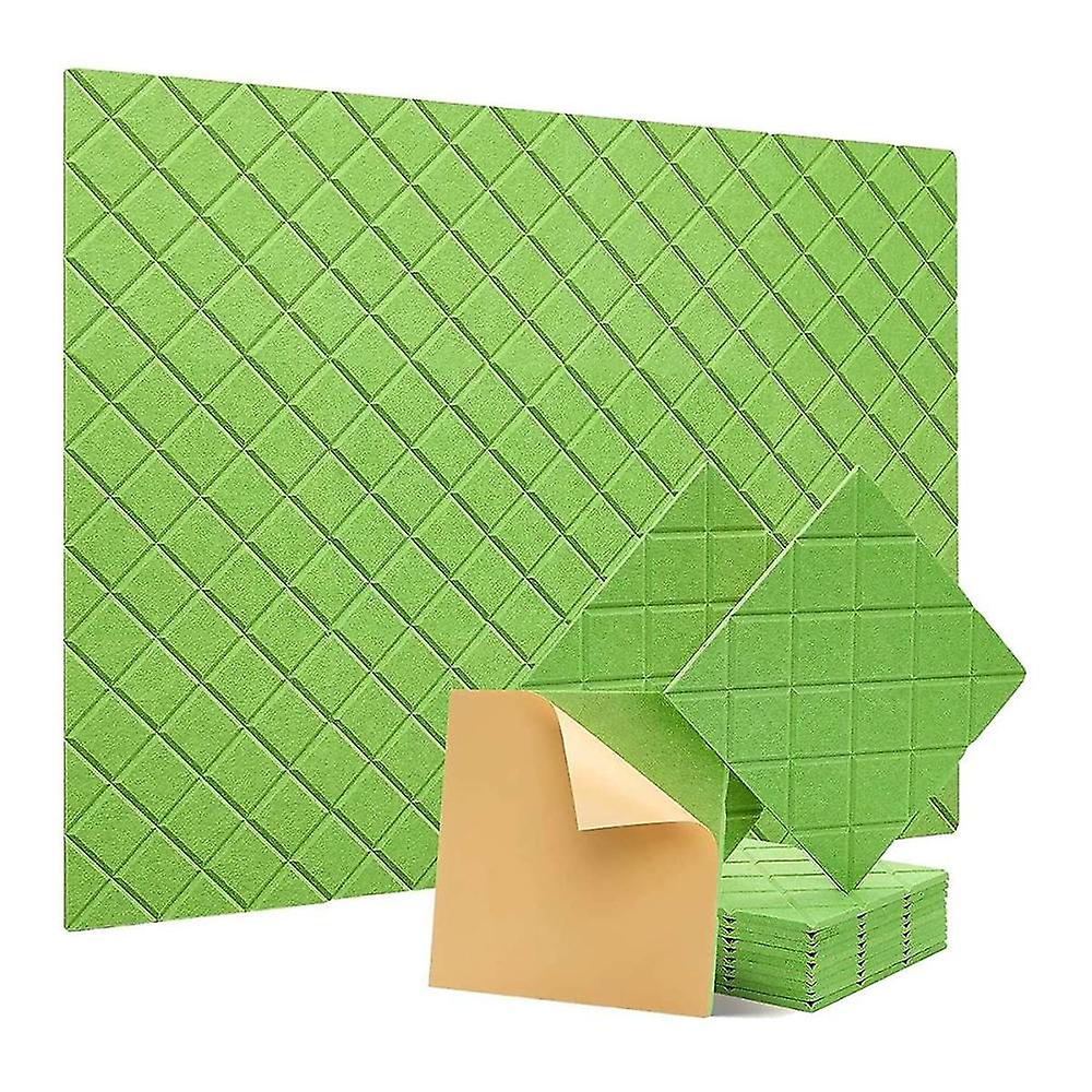 12 حزمة لوحات الحائط عازلة للصوت ، 12x12x0.4in لوحات امتصاص الصوت ذاتية اللصق ، لتسجيل الاستوديو ، مكتب ، أخضر