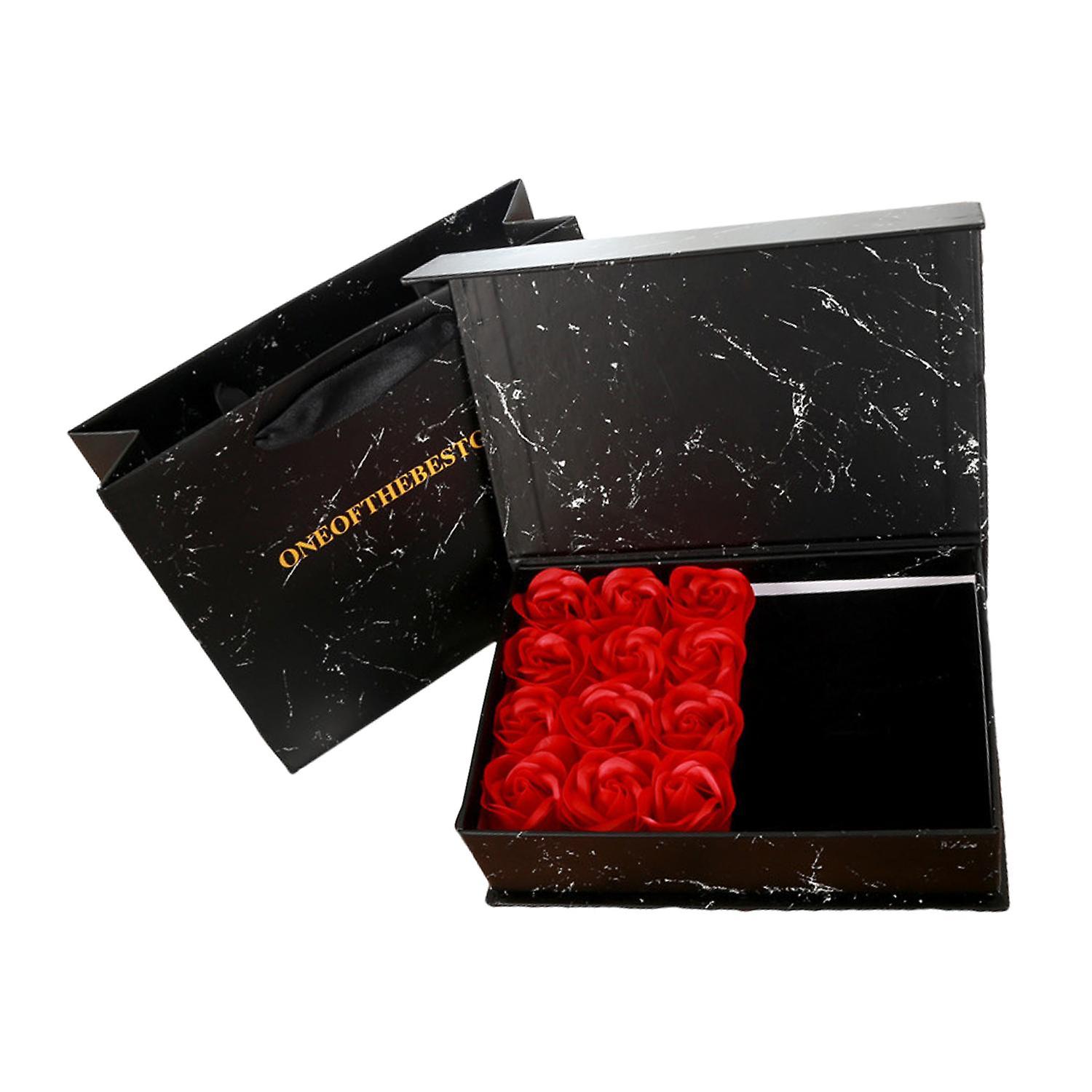 ZHOUBA 1 Set Jewelry Box Portable Displaying Cardboard Rose Flower Ring Storage Container Home Decor
