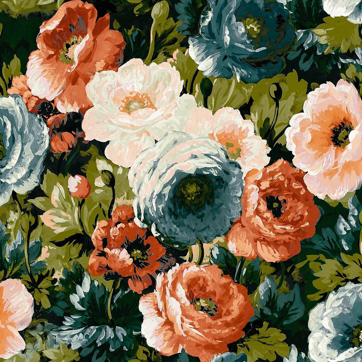 Grandeco Eden Rose Red Wallpaper