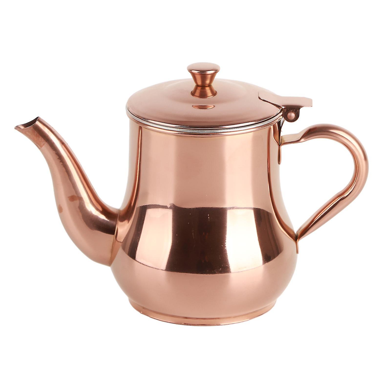 500ml Rose Gold Stainless Steel Teapot with Built-in Lid and Anti-Scald Handle, Ideal for Conference Rooms