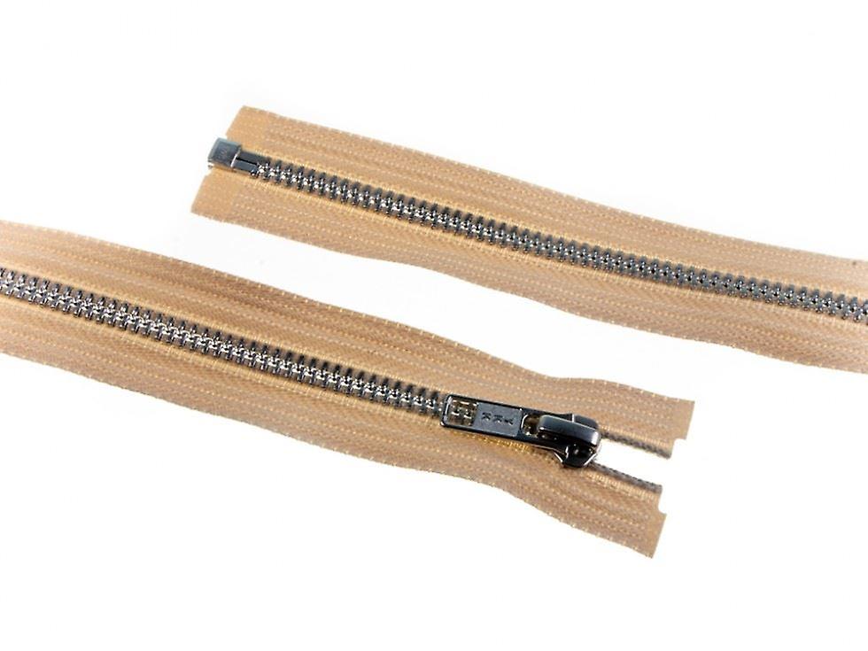 YKK Extra Long Silver Metal Open End Zips Beige - 3 Metres - each