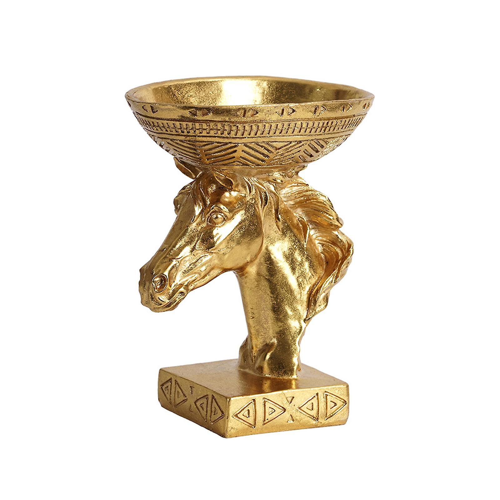 Horse Head Statue Sundries Container Bowl Sculpture for Table Home