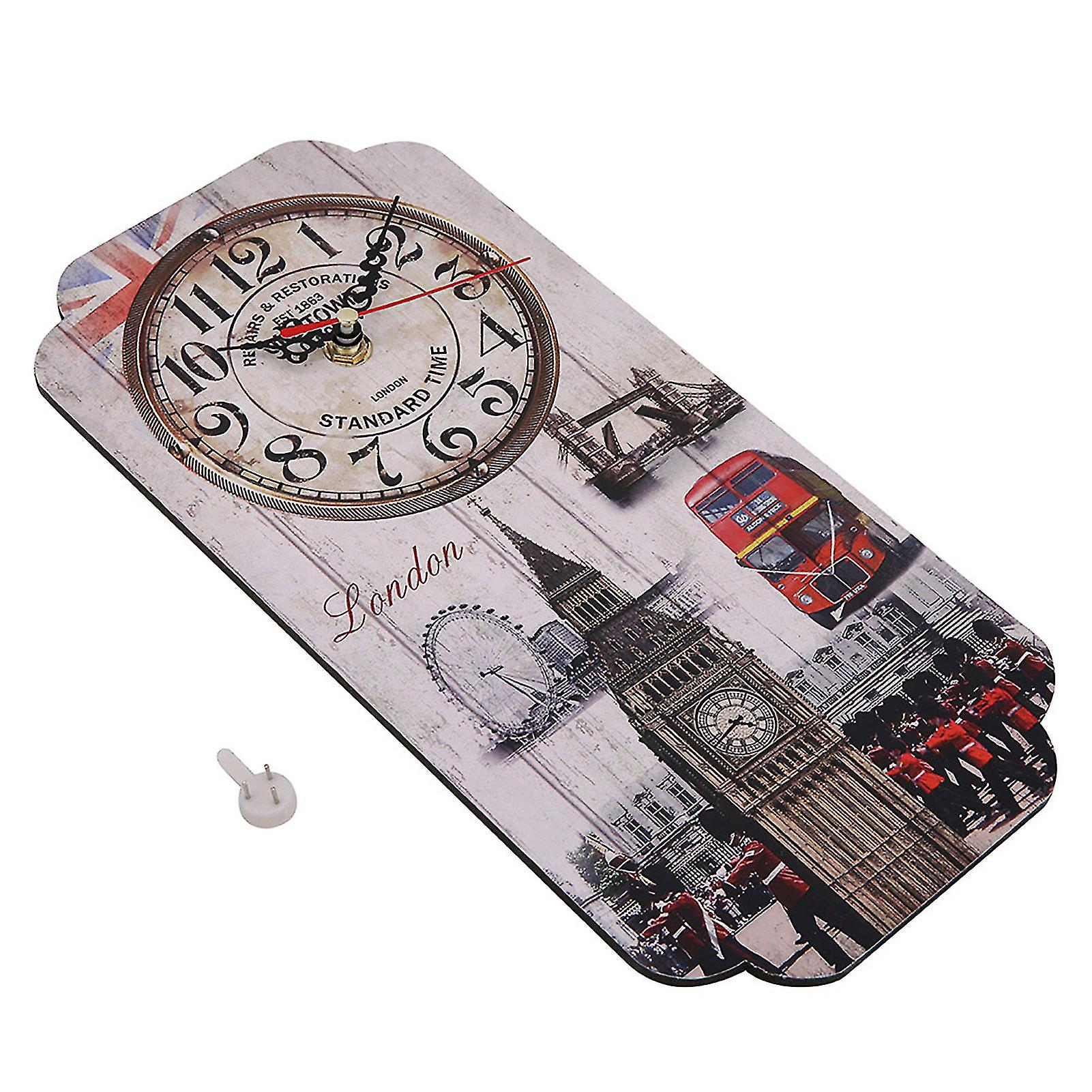 European Retro Rectangular Wall Clock for Home Living Room and Bar Decoration, Vintage Style, Large Size, Wall Mounted