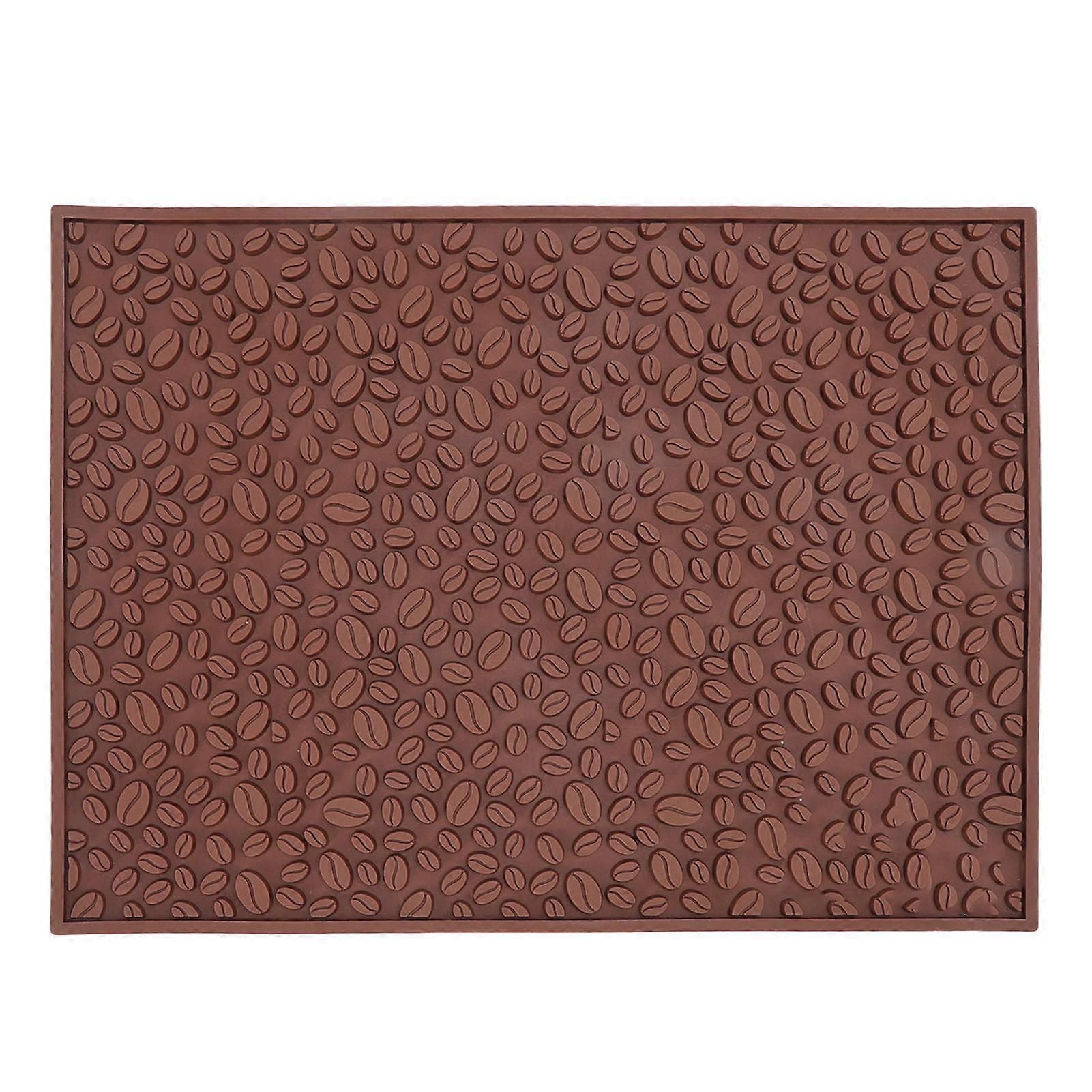 Non Slip Cup Mat Coffee Bean Design Desktop Bar Counter PVC Pad for Water Draining Filtering Brown