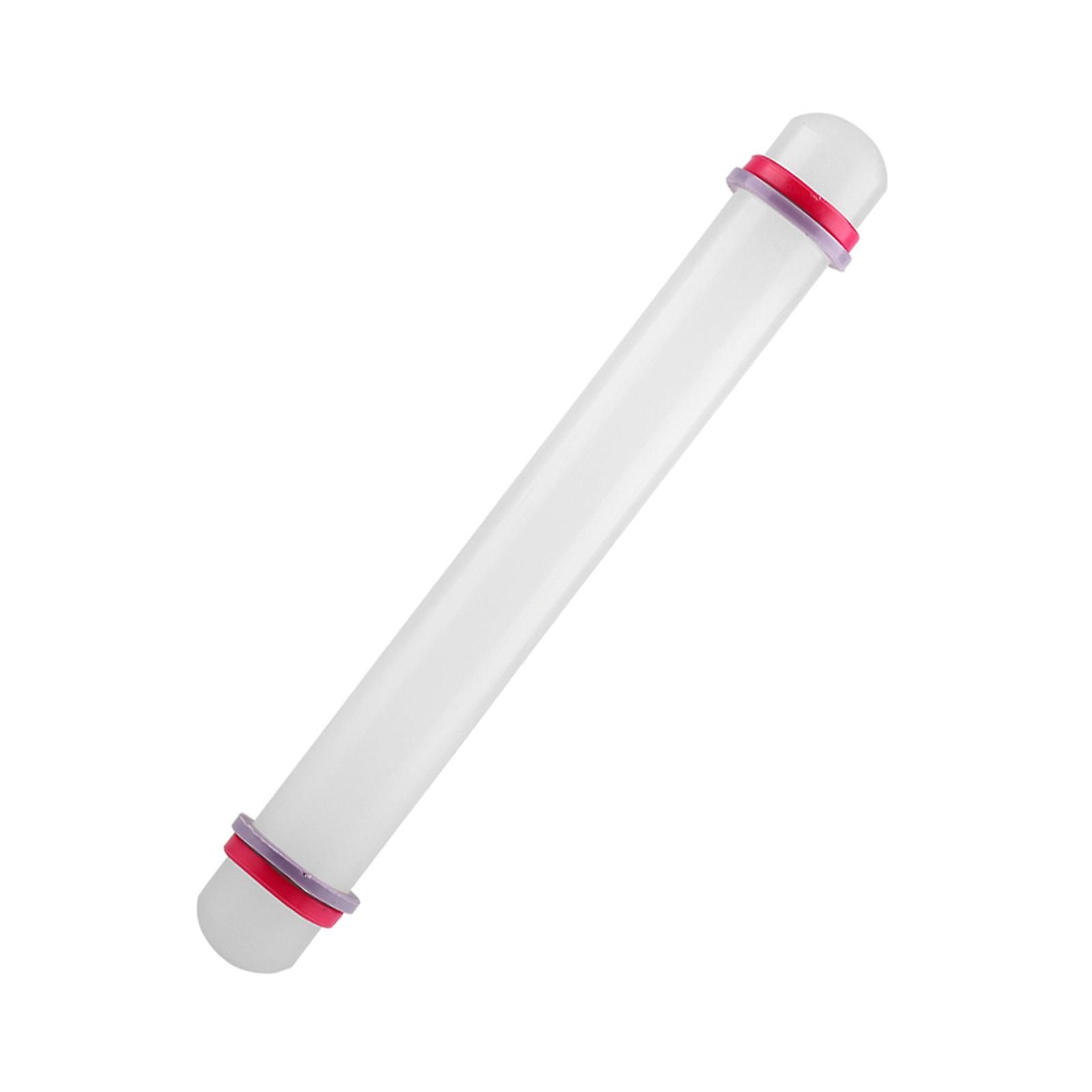 9in Non Stick Plastic Rolling Pin with Ring Fondant Cake Cookie Dough Roller Baking Tool 
